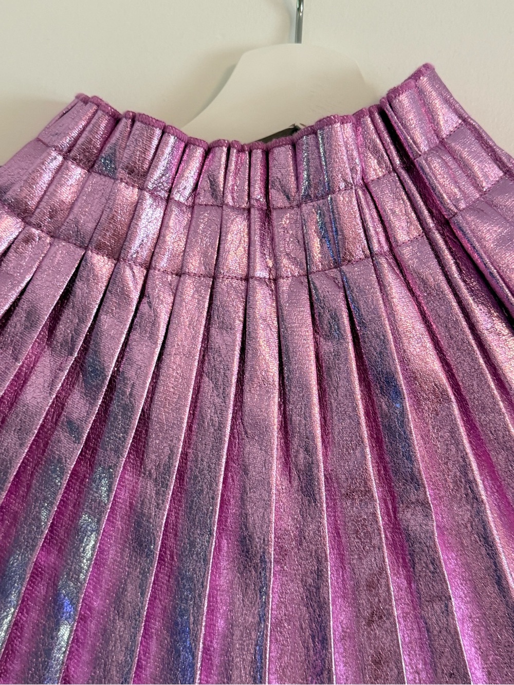 Lola + The Boys Metallic Lavender Pleated Skirt